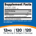 Nutricost Astaxanthin 12mg, Non-GMO and Gluten Free, 120 Softgels (4 Month Supply) (Pack of 2)
