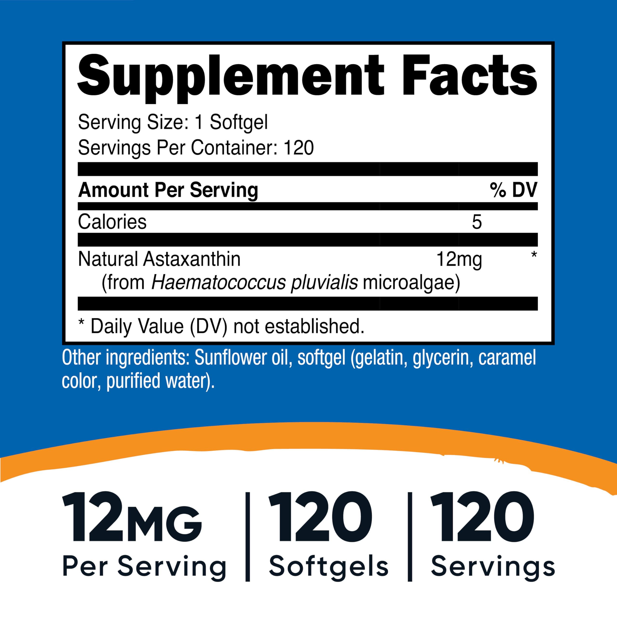 Nutricost Astaxanthin 12mg, Non-GMO and Gluten Free, 120 Softgels (4 Month Supply) (Pack of 2)