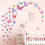 wondever Watercolor Butterfly Wall Decals Butterflies Girls Wall Stickers
