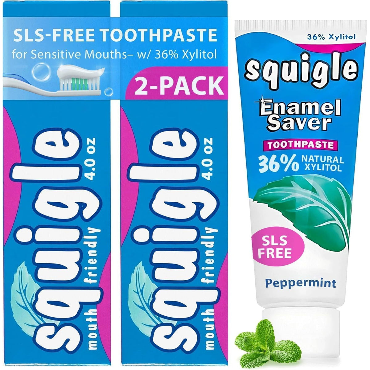 Squigle - Squigle Toothpaste ,Peppermint,4 ounce (Pack of 2)