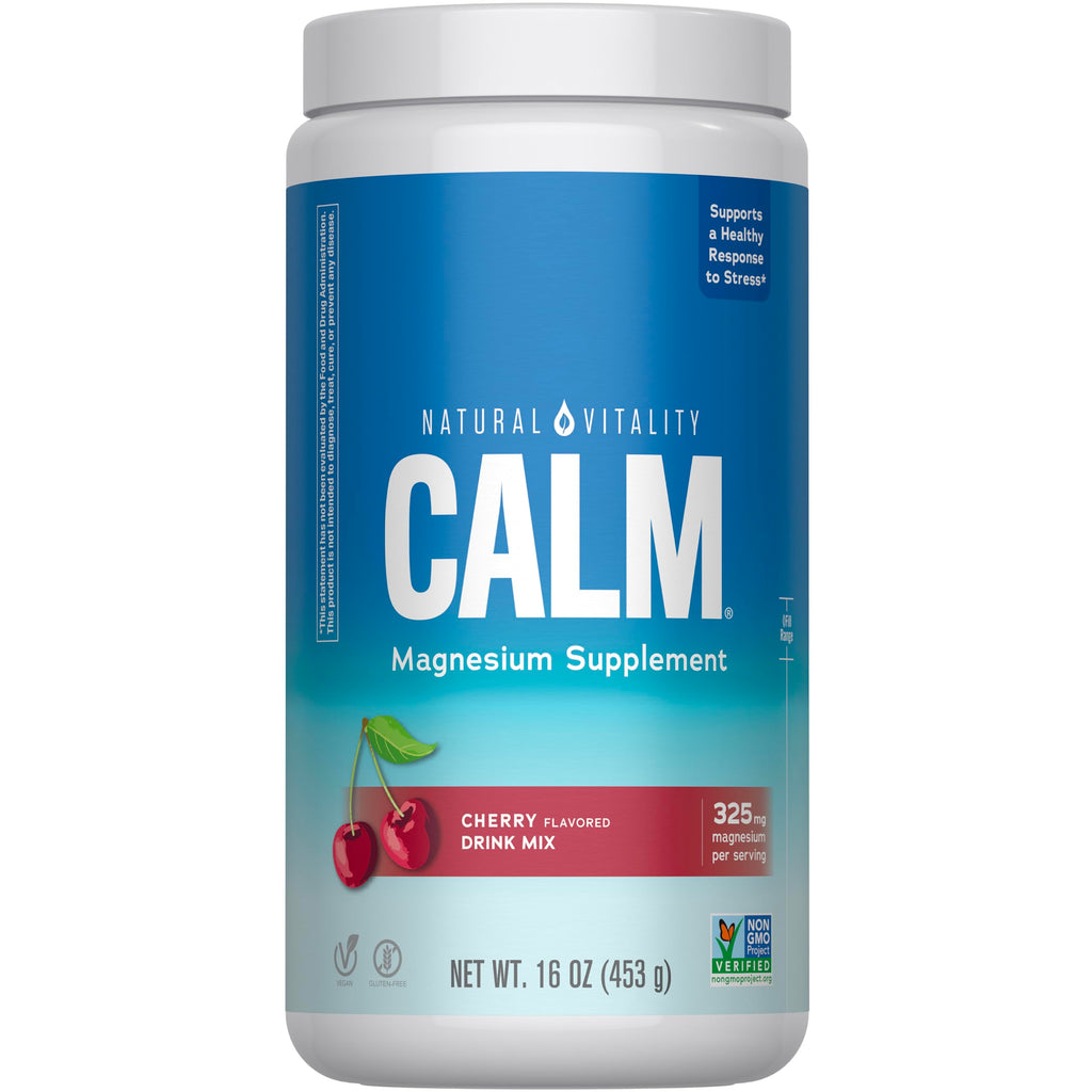 Natural Vitality Calm Magnesium Stick Packets | Raspberry Lemon Flavored Relaxing Drink Mix Powder | On-The-Go Pouches | Gluten & Sugar-Free | 255mg Per Serving | 30 Count