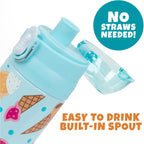 Buy now Bentology Stainless Steel 13 oz Reusable Water Bottle for Kids, Ice Cream - Double Wall Insulated, Spill Proof Lid w/Built-in Straw- Keep Liquids Hot or Cold For Hours- Fits in Lunch Boxes & Bags at indiglob india