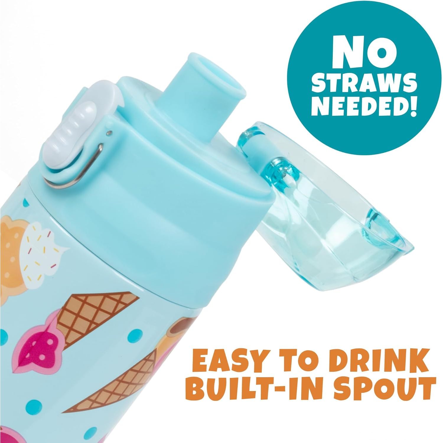 Buy now Bentology Stainless Steel 13 oz Reusable Water Bottle for Kids, Ice Cream - Double Wall Insulated, Spill Proof Lid w/Built-in Straw- Keep Liquids Hot or Cold For Hours- Fits in Lunch Boxes & Bags at indiglob india