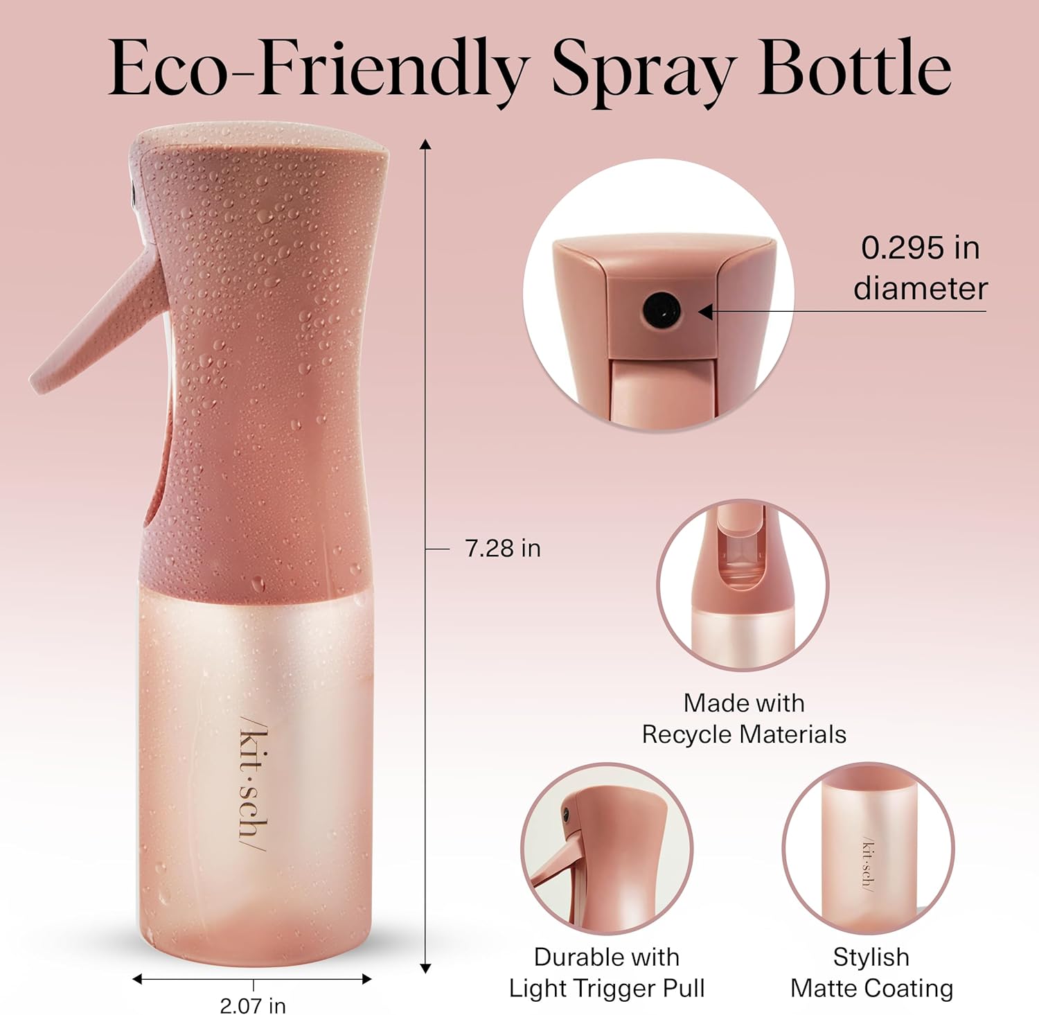 Buy now Kitsch Continuous Spray Bottle for Hair â€“ Fine Mist Water Mister & Water Spray Bottle â€“ Recycled Hair Spray Bottle â€“ Spray Bottles for Cleaning, Styling, Plants & More â€“ Terracotta, 150ml at indiglob india