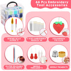 PAXCOO 276 Pack Embroidery Floss Thread Kit Including 210 Colors Cross Stitch Sewing Thread with 66 Pcs Embroidery Accessories and 4-Tier Transparent Embroidery Thread Storage Organizer Box