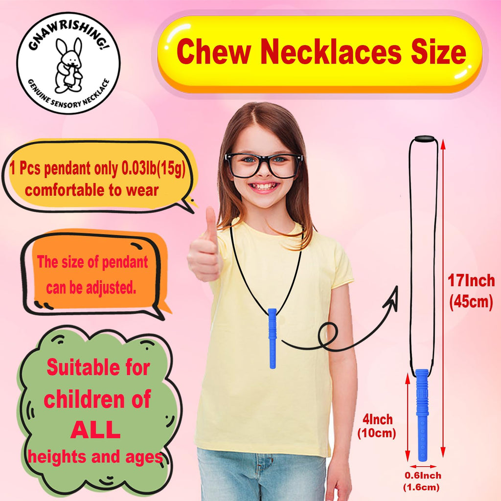6 Pack Chew Necklaces for Sensory Kids, Chewy Toys for Kids Autism ADHD
