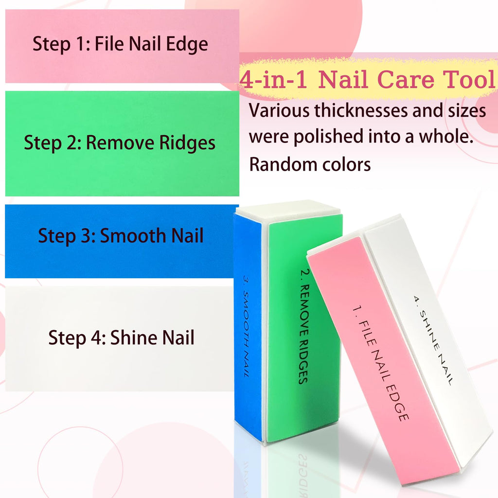 4-Piece Large Square Sponge Nail Buffer Block, 4 Way Nail File and Buffer for Smoothing and Polishing, Ideal for Nail Salons and Personal Use