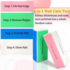 4-Piece Large Square Sponge Nail Buffer Block, 4 Way Nail File and Buffer for Smoothing and Polishing, Ideal for Nail Salons and Personal Use