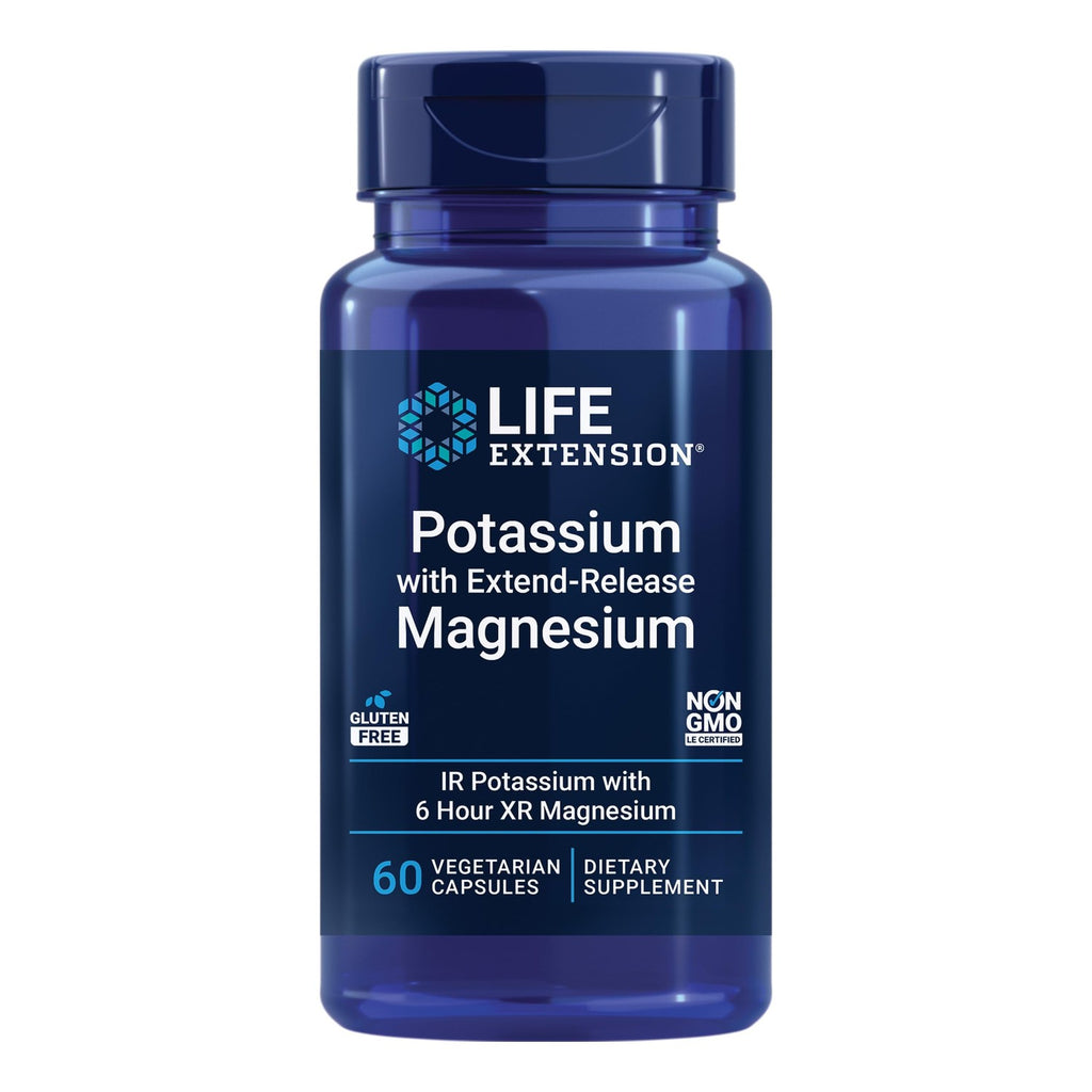Life Extension Potassium with Extend-Release Magnesium – Heart Health Supplement for Blood Pressure Support with Two Essential Minerals – Non-GMO, Vegetarian, Gluten-Free – 60 Capsules