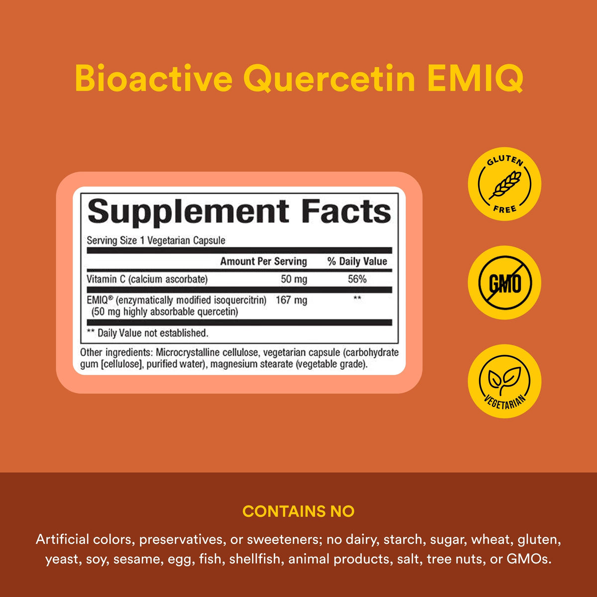 Natural Factors Bioactive Quercetin EMIQ 50 mg + Vitamin C, 60 Veg Caps