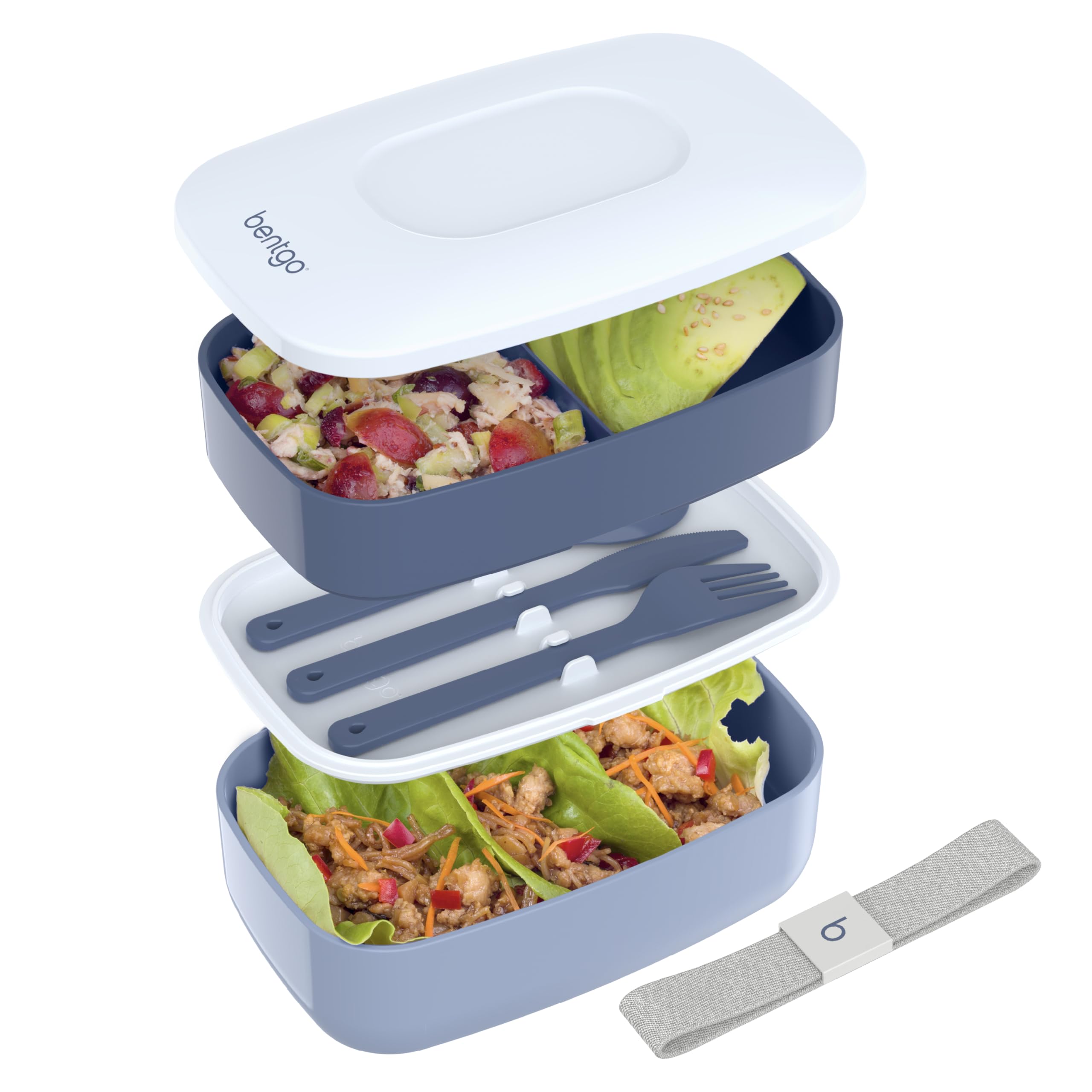 Buy now Bentgo Classic - Adult Bento Box, Stackable 3-Compartment Lunch Box with Removable Utensil Set and Sealing Strap, BPA-Free, Food Container Ideal for Meal Prep, Work, and On the Go (Blush Marble) Slate at indiglob india