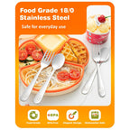 8-Piece Toddler Utensils Set, Food Grade Stainless Steel Kids Silverware Set Including Forks and Spoons, Child-Sized, Dishwasher Safe