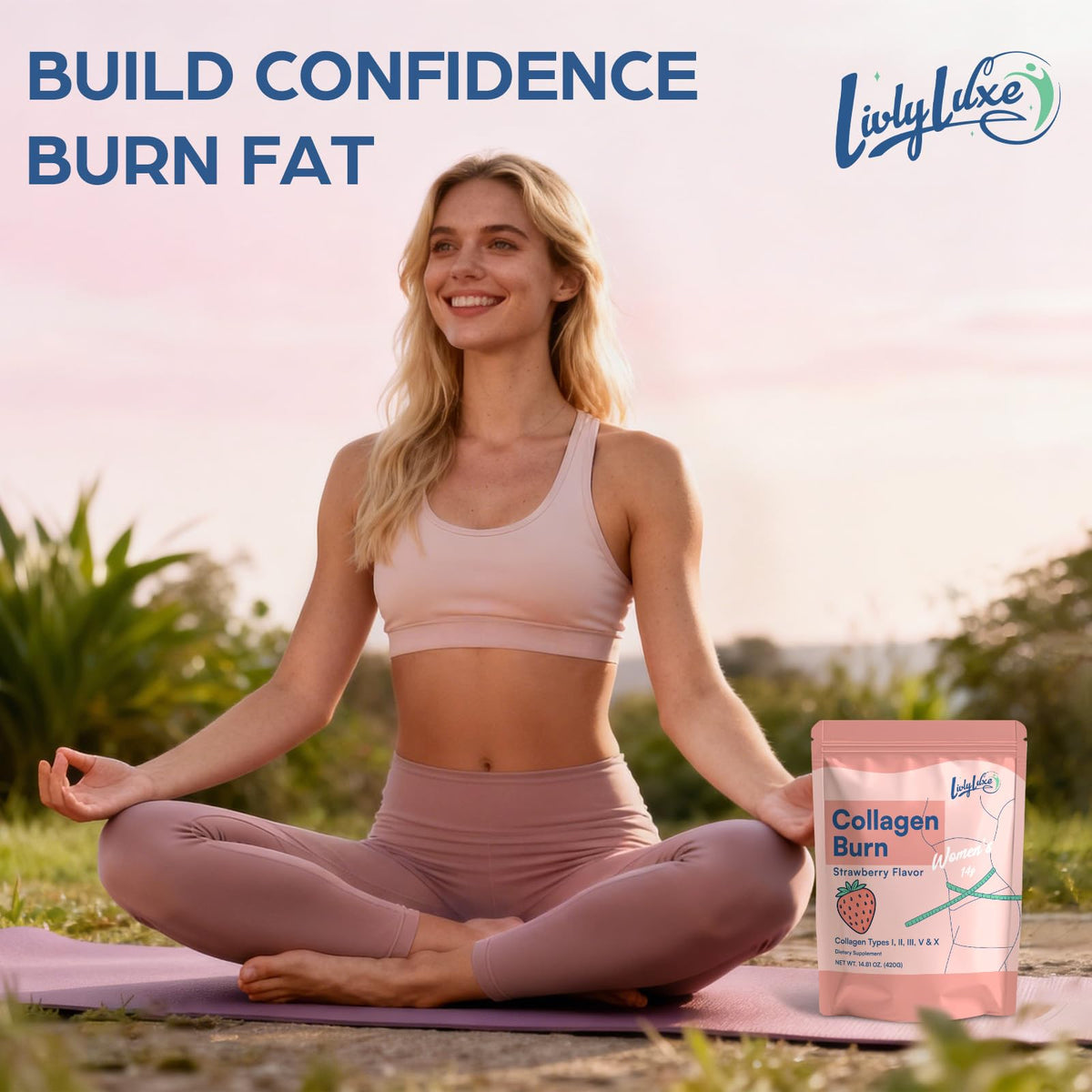 LivLyLuxe Multi Collagen Burn Powder for Women, Peptides for Weight Loss