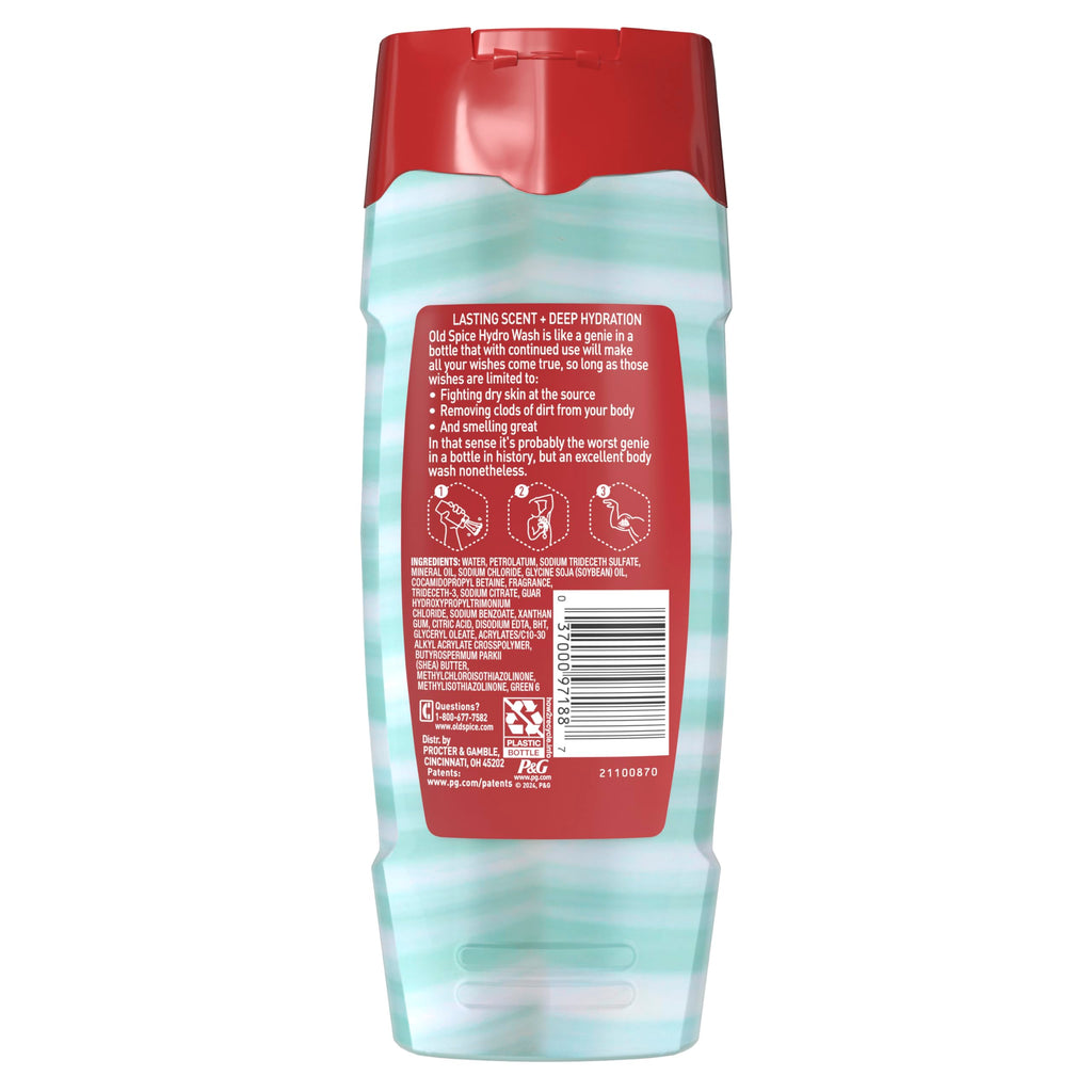 Old Spice Moisturizing Body Wash for Men, Hydro Wash, 2-in-1 Long Lasting Scent & Powerful Hydration to Fight Dry Skin, 24/7 Shower Fresh, Pure Sport Scent, 16 oz (Pack of 4)