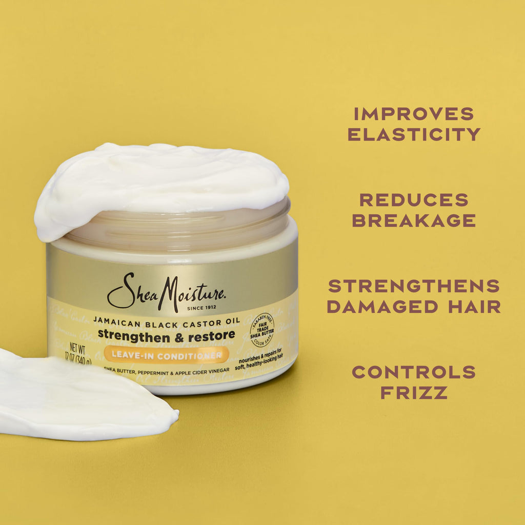 Buy now SheaMoisture Jamaican Black Castor Oil Leave In Conditioner 100% Pure Jamaican Black Castor Oil For Damaged Hair to Soften and Detangle Hair 11.5 oz at indiglob india