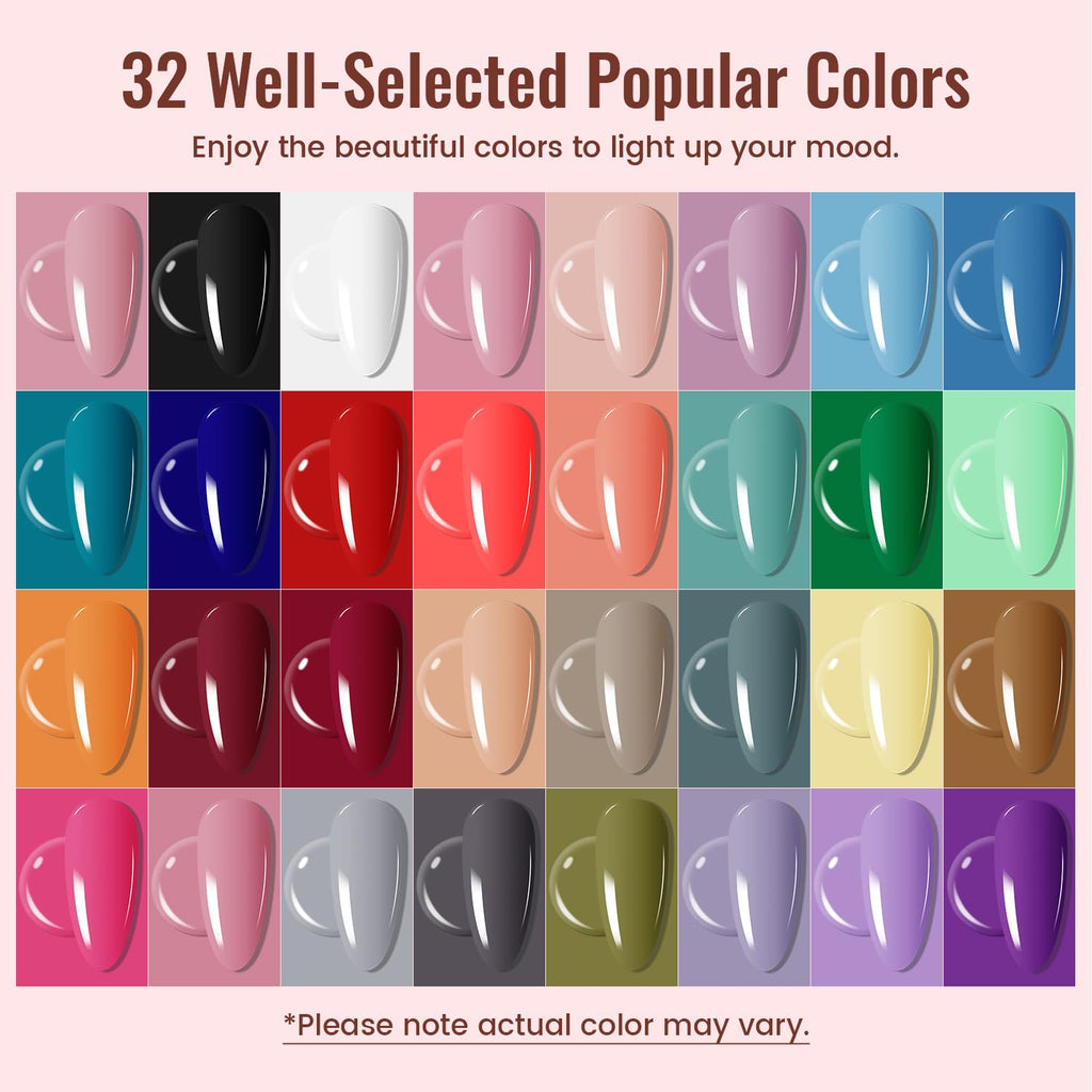 Buy now JODSONE Gel Nail Polish Kit with U V Light 32 Colors Gel Polish Nail + 4 Functional Adhesive Bottles Kit Soak Off Manicure Tools Gifts for Women at indiglob india