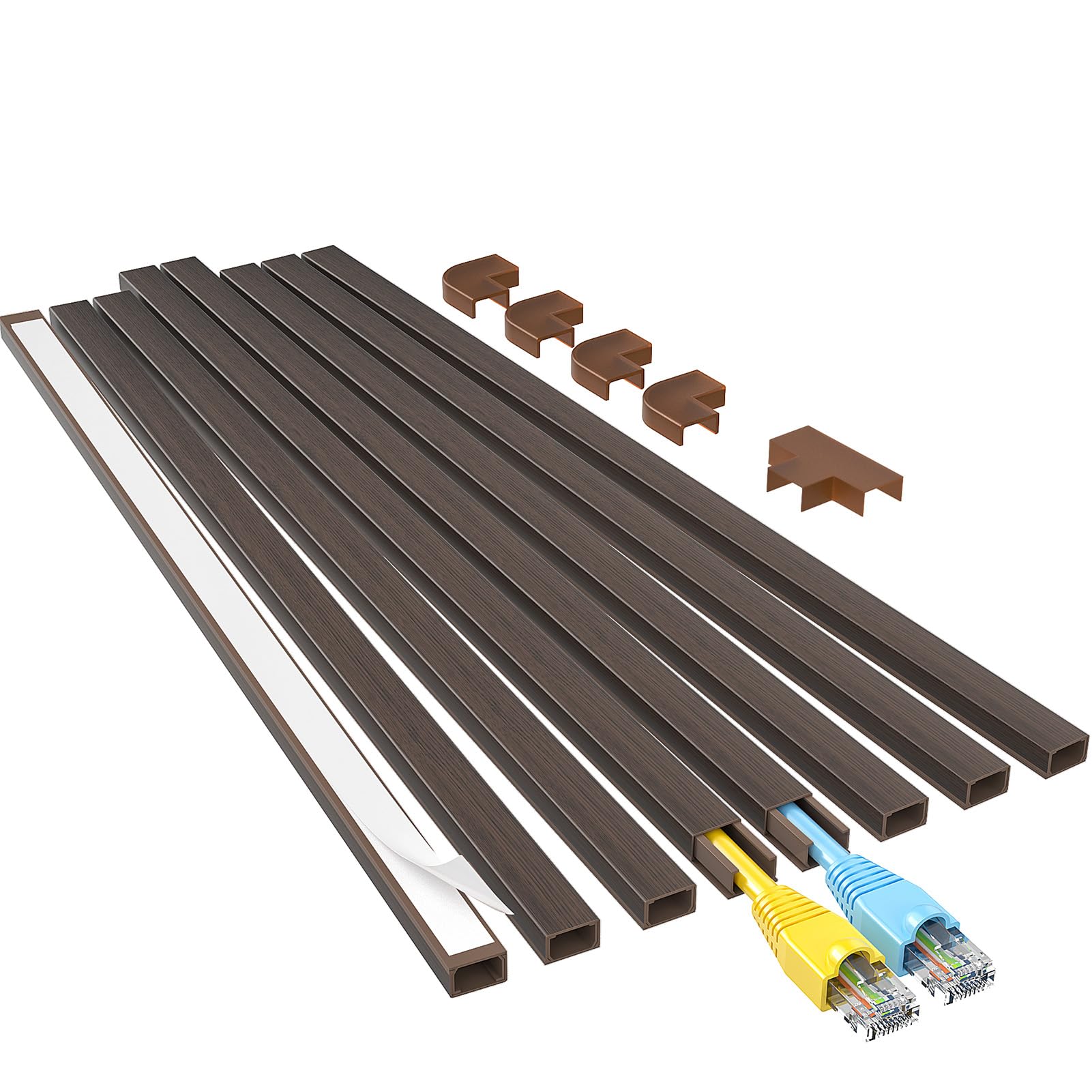 Buy now Yecaye Cord Hider, 113in One-Cord Cable Concealer, Cord Covers for Wires on Wall, Easy Install Cable Management Kit for 2 Small Wires, Cables Raceway Home Office, W0.59in H0.4in, White Small Darkwood at indiglob india