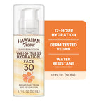 Hawaiian Tropic Weightless Hydration SPF 30 Face Sunscreen, 1.7 Fl Oz | Lightweight hydrating lotion, Travel size sunscreen for face, Non-comedogenic sunblock, Layers under makeup