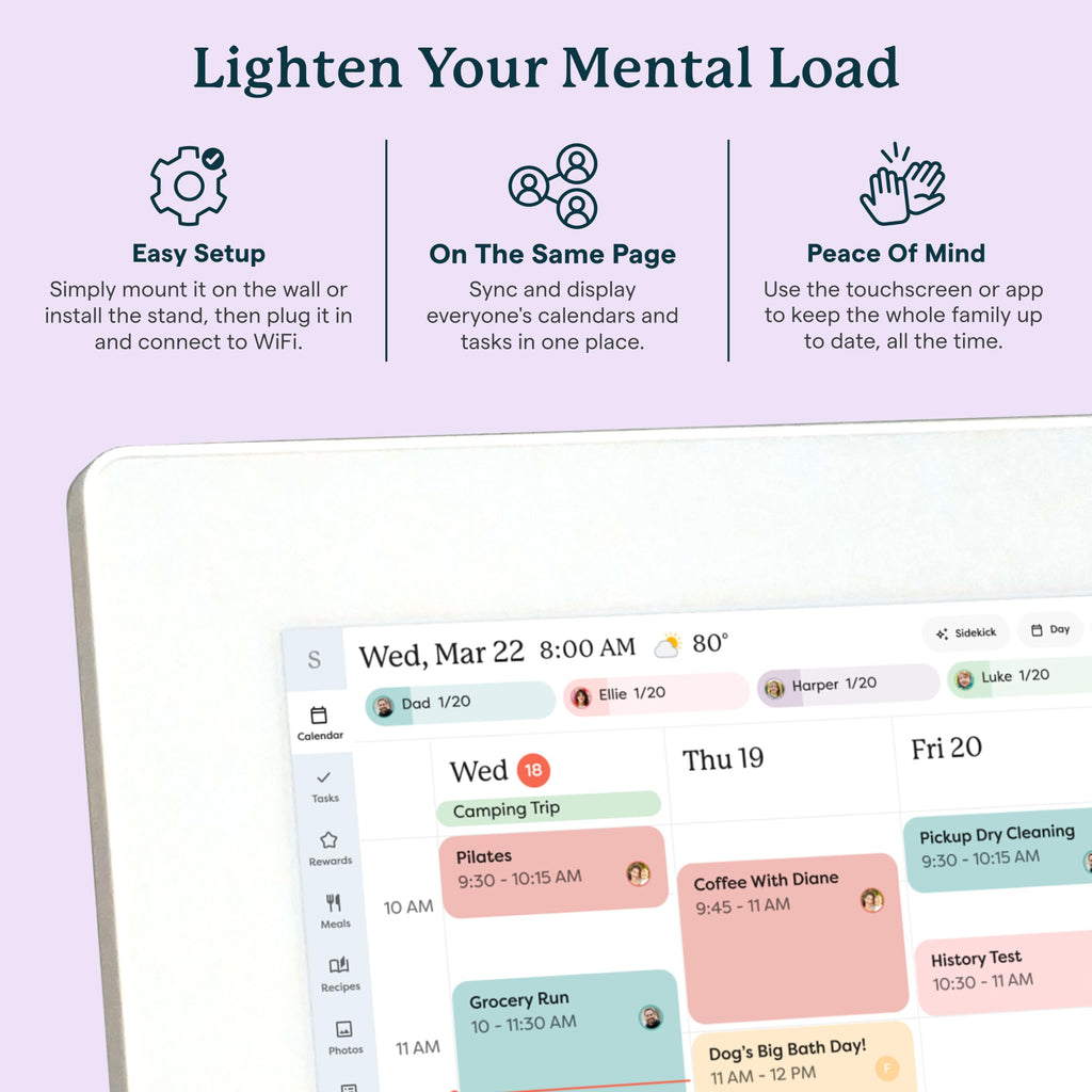 Skylight Calendar Mini — 10-Inch Digital Calendar Touchscreen Display for Shared Scheduling – Interactive Planner for Chores, Lists, and Reminders, White