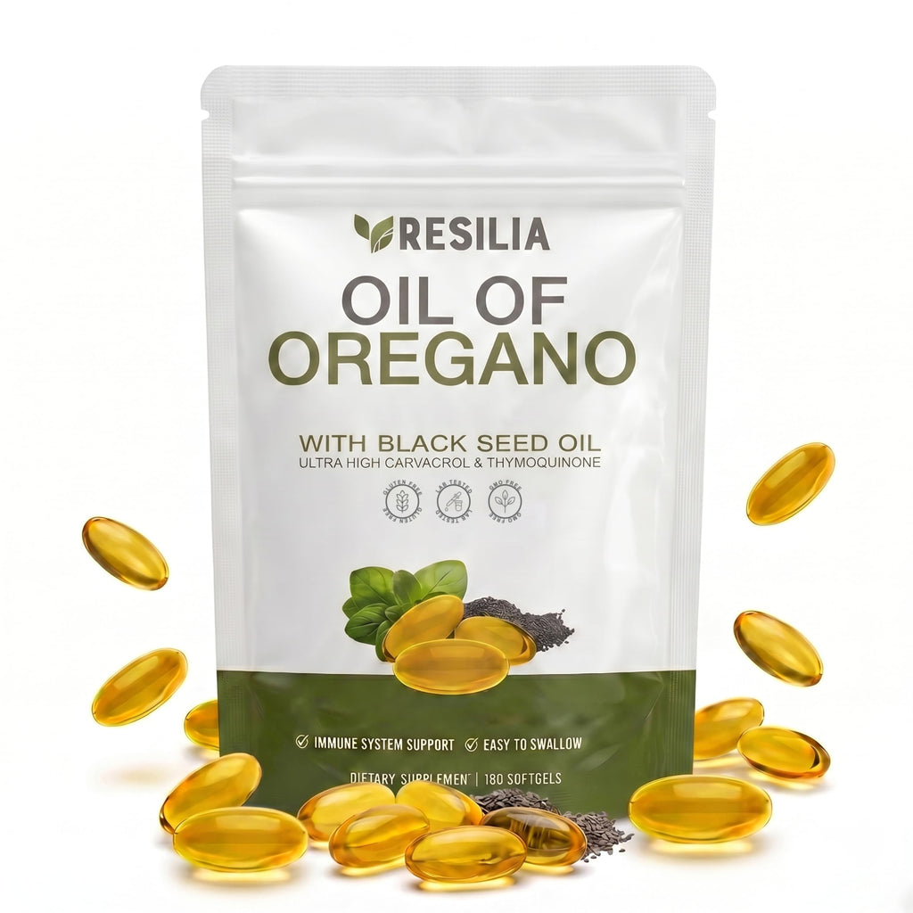 Resilia Oil Of Oregano Softgels with Black Seed Oil - 60 Softgels | Non-GMO, Gluten-Free and Soy-Free