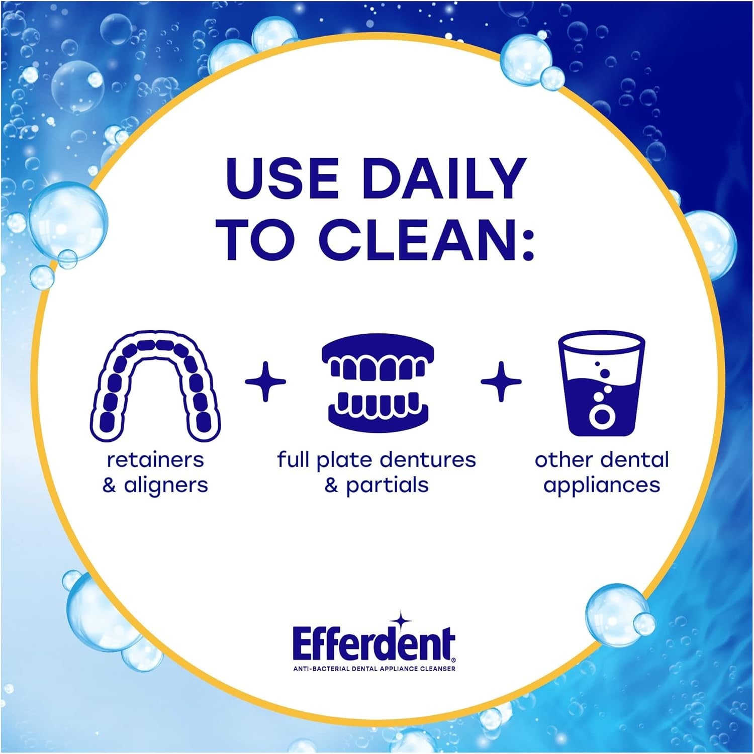 Buy now Efferdent Retainer Cleaning Tablets, Denture Cleaning Tablets for Dental Appliances, Overnight Whitening, 126 Count at indiglob india