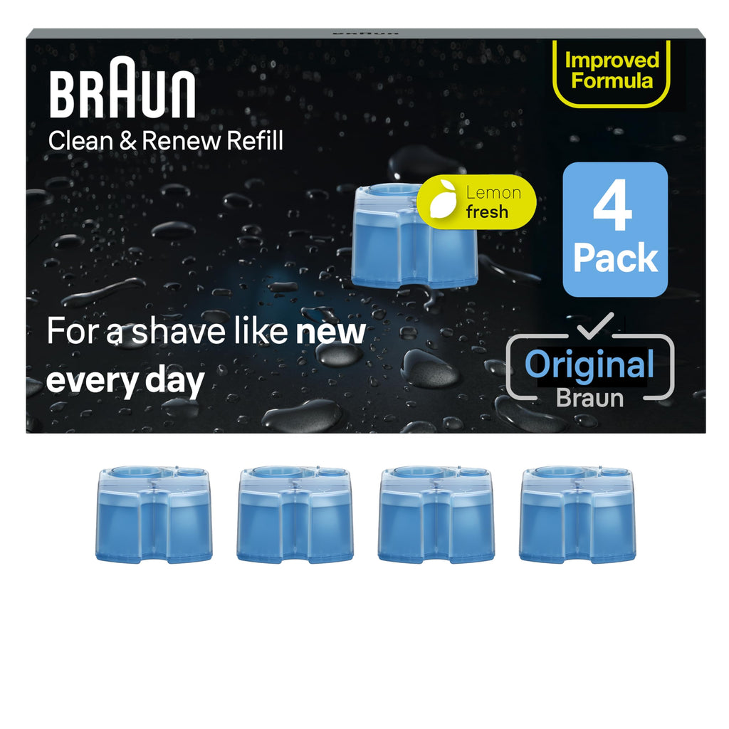 Buy now Braun Clean & Renew Refill Cartridges CCR, Replacement Shaver Cleaner Liquid Solution for Clean&Charge System, Pack of 4 Lemon 4 Cartridges (22.8 Fl Oz) at indiglob india