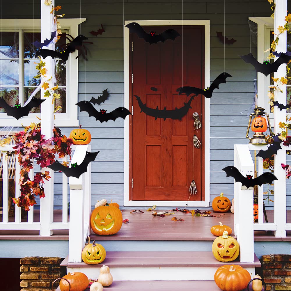 YUJUN Halloween Hanging Bats for 12PCS 3D Halloween Yard Outdoor Decoration