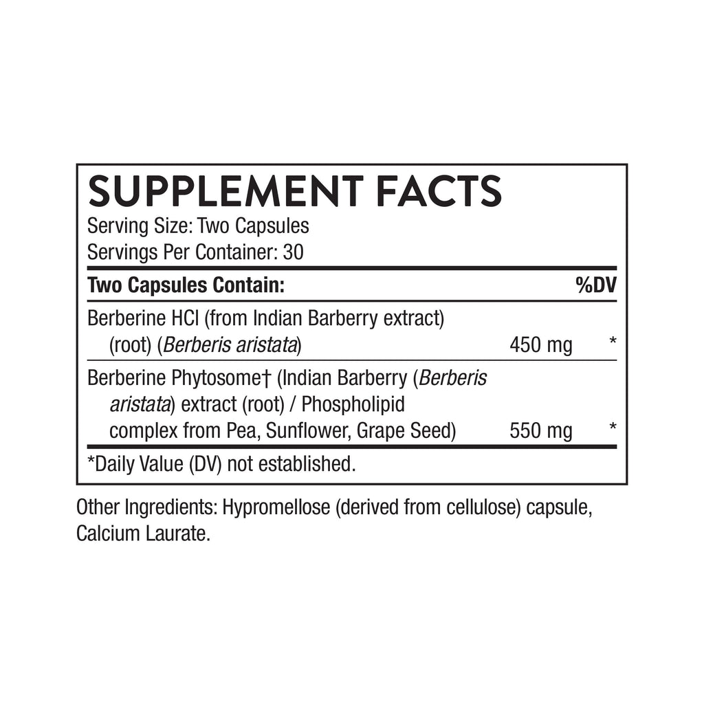 THORNE Berberine, Dual Action Phytosome & HCl Formula, 60 Capsules | Supports Heart & Metabolic Health, Immune System, Healthy GI & Cholesterol*, Gluten, Dairy & Soy-Free, NSF Contents Certified
