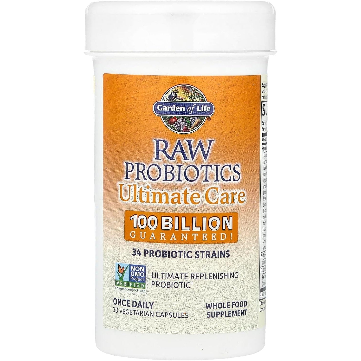 Garden of Life Raw Probiotics for Women and Men with Digestive Enzymes, 100 Billion CFU, Clinically Studied Strains, Shelf Stable, 30 Capsules