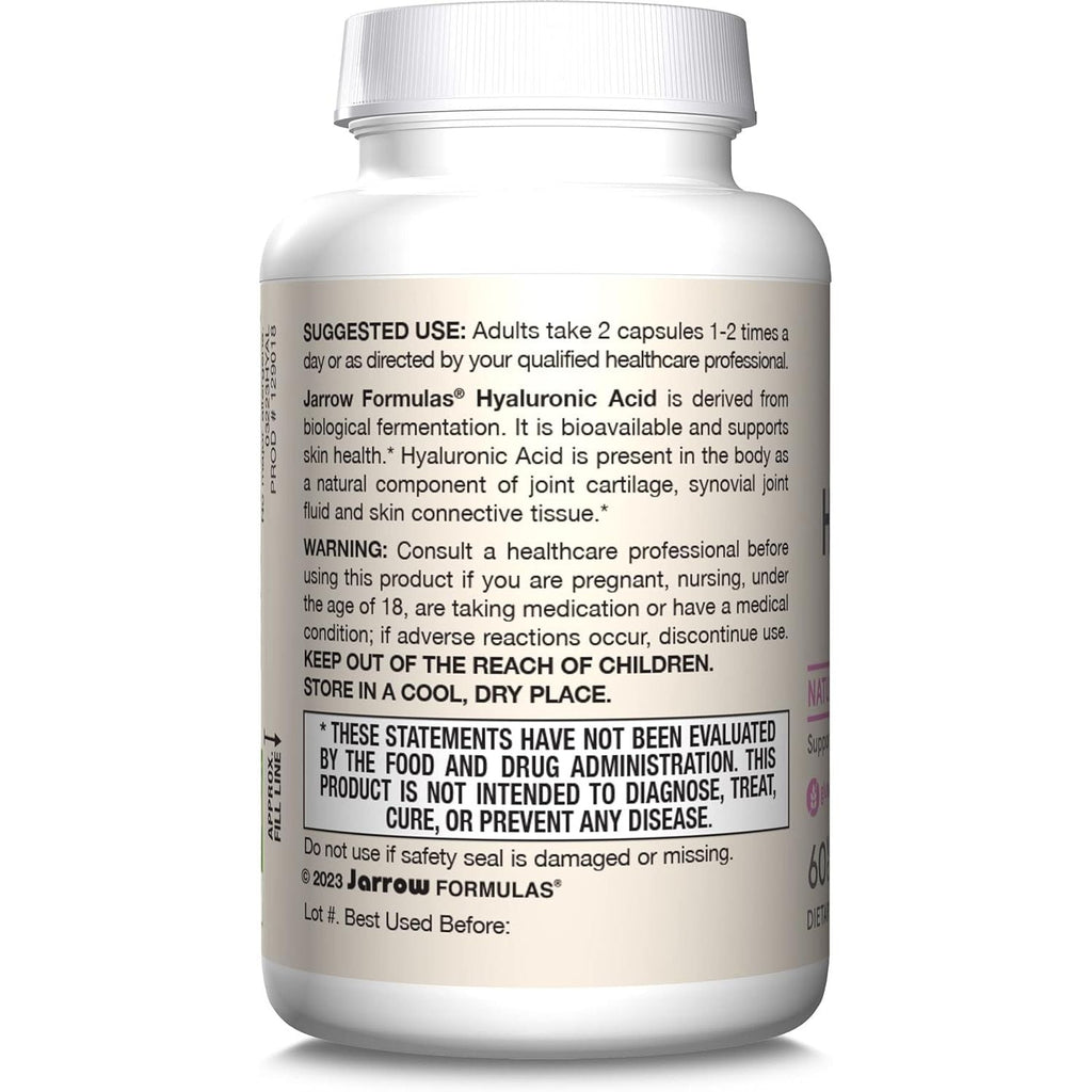 Buy now Jarrow Formulas Hyaluronic Acid 120 mg, Dietary Supplement, Skin Health Support, 60 Veggie Capsules, Up to 30 Day Supply at indiglob india