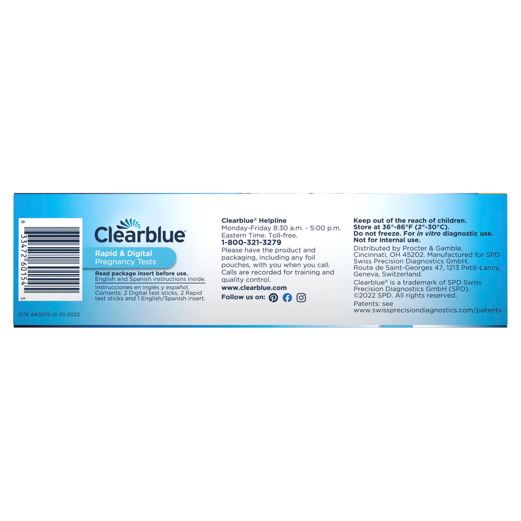Buy now Clearblue Pregnancy Test Combo Pack, 4ct - Digital with Smart Countdown & Rapid Detection - Value Pack at indiglob india