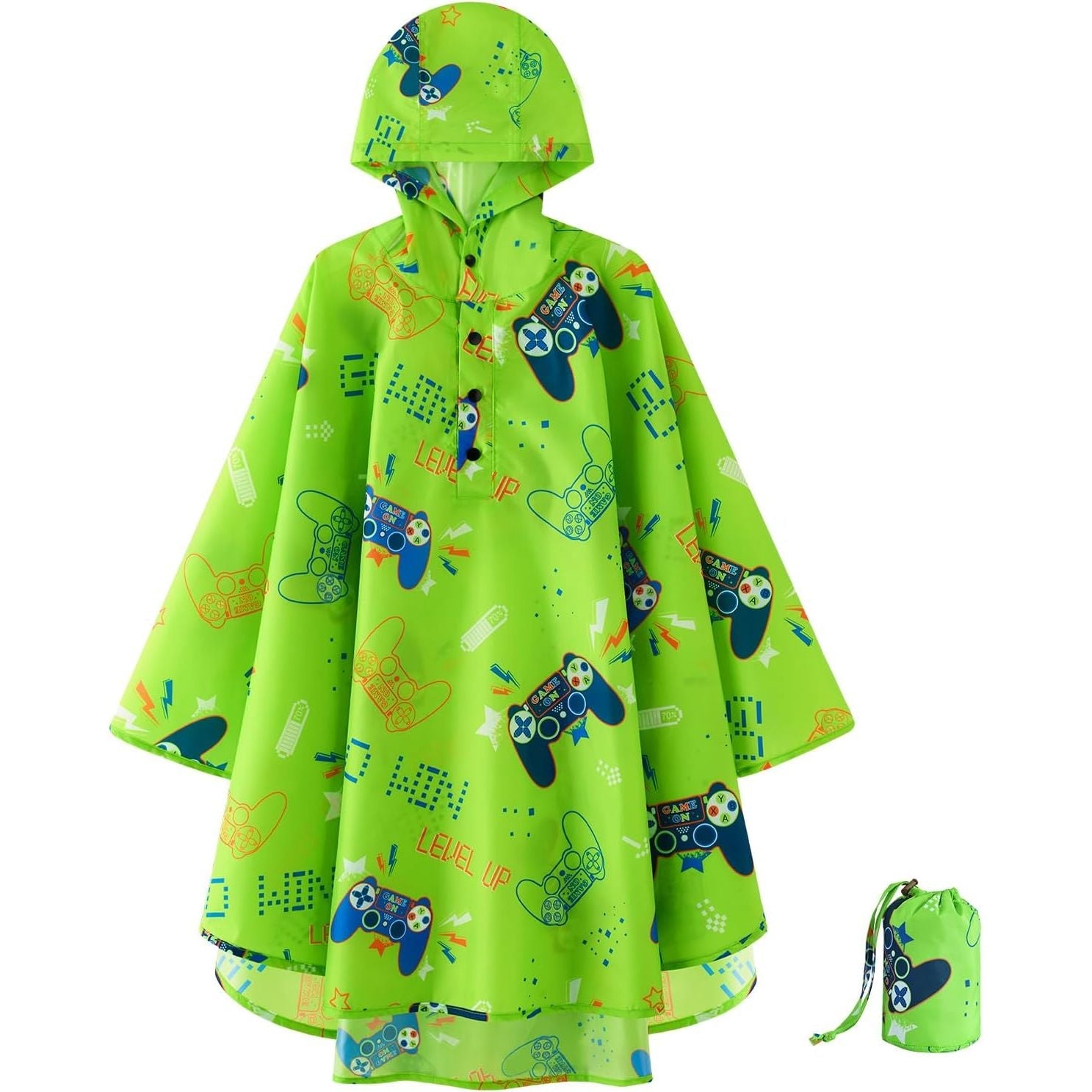Buy now WAWSAM Lightweight Kids Rain Poncho Reusable Toddler Raincoat Waterproof Rain Jacket 3-5T Green at indiglob india