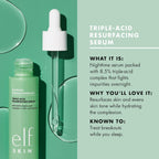 Buy now e.l.f. SKIN Blemish Breakthrough Triple-Acid Resurfacing Serum, Hydrating Night Serum For Fighting Blemishes, Helps Improve Skin Tone & Texture at indiglob india