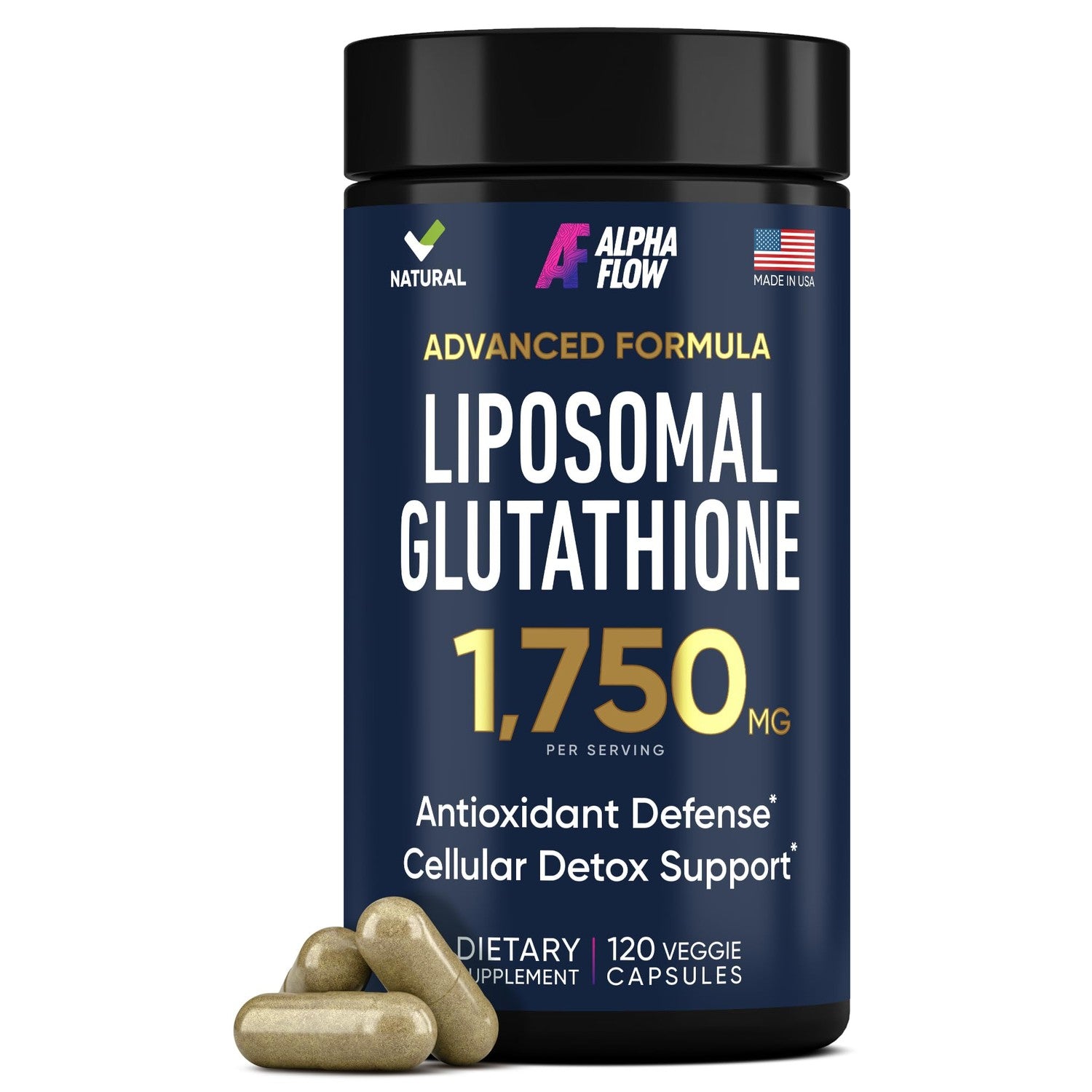 Liposomal Glutathione Supplement 1000MG + 750MG- Glutathione Liposomal with VIT C + Phospholipid Antioxidant Complex - 120 Caps - Powder&Liquid Alternative