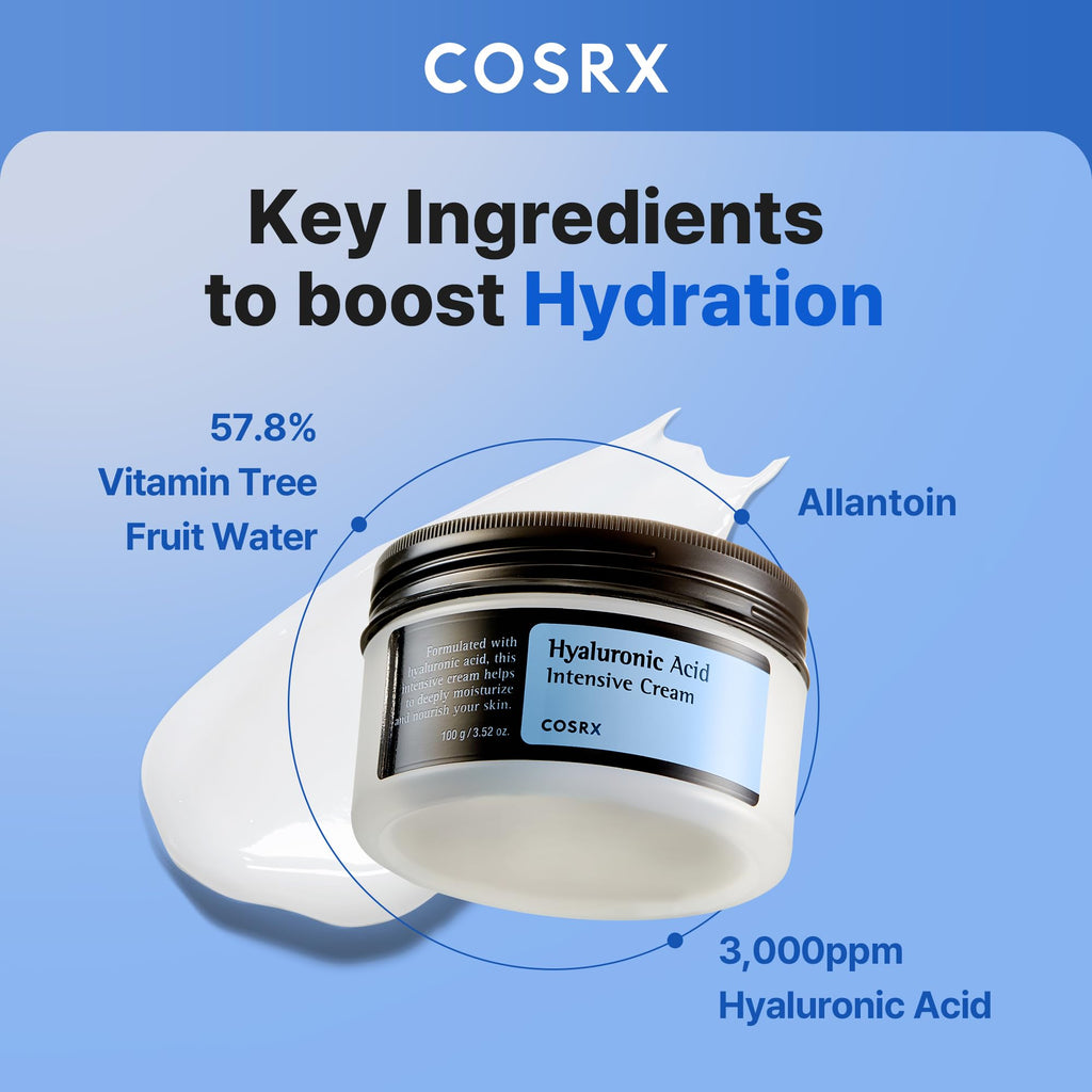 COSRX Hyaluronic Acid Cream, Daily Moisturizer for Sensitive Skin, 3.52 oz | Lightweight, Non-Greasy, Long-lasting Hydration for Glass Skin, Moisture Barrier Repair, Korean Skin Care, 3.52 oz