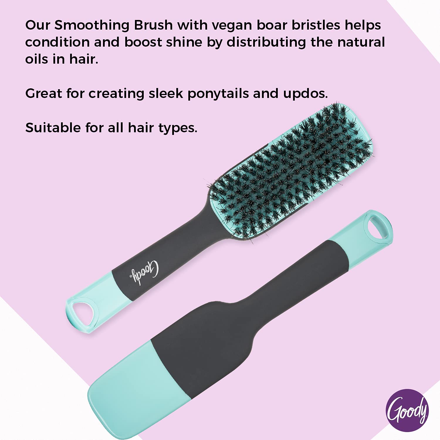Buy now Goody x Total Texture Smoothing Brush - Vegan Boar Bristles Help Condition and Smooths Hair Cuticles for Enhanced Shine Shine - For Natural and Textured Hair - Non-Slip Grip at indiglob india