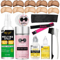 Wig Accessory Essentials Kit Lace Front Wig Glue & Remover, Wig Caps, Elastic Band, Hair Wax Stick, Edge Control, Edge Brush, Hair Shear Dermaplanning Razor Tool and Edge Scarf - 10PCS