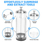 Glass Disinfectant Jar with anti-slip pad 53 Oz/1500ML, Barber Disinfectant Jar With Removable Basket, Large Sterilizing for Manicure & Pedicure Implements Stainless Steel 11.7"H x 3.8"W