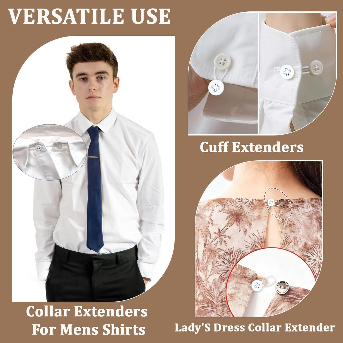 9PCS Collar Extenders for Mens Shirts, Button Extender for Dress Shirts