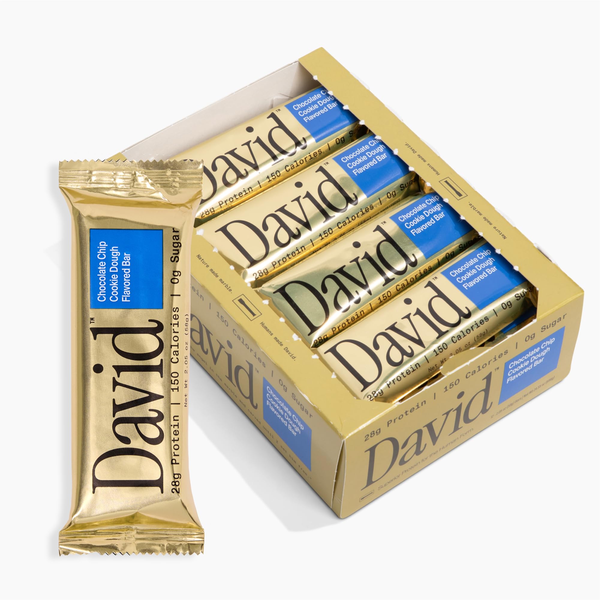 Buy now David High Protein Bars - 0g of Sugar, Low Carb, Gluten Free - 28g of Protein, 150 Calories - On-The-Go Snack - Chocolate Chip Cookie Dough Flavor, Pack of 12 Chocolate Chip Cookie Dough 1 Count (Pack of 12) at indiglob india