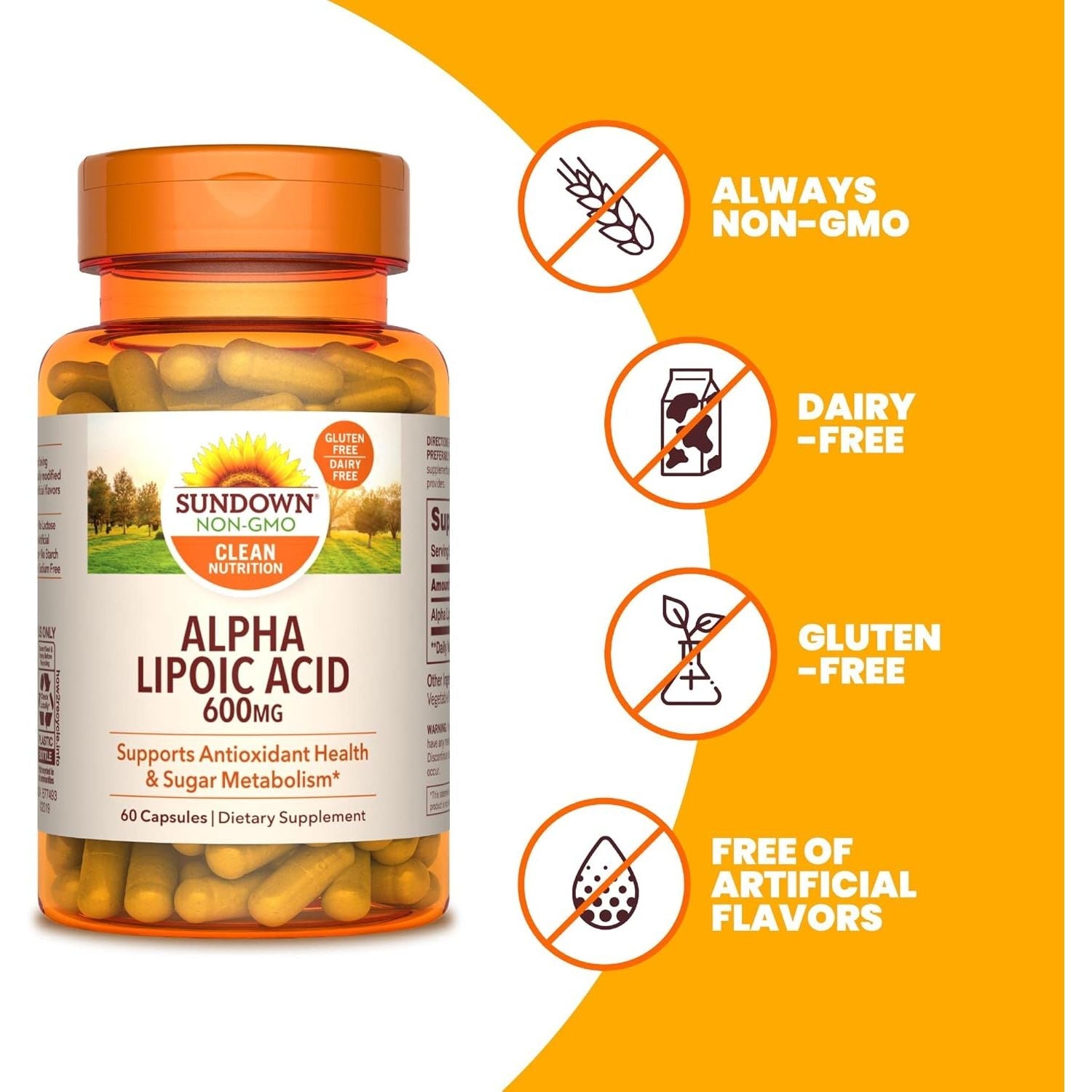 Buy now Sundown Alpha Lipoic Acid 600mgm, 60 Count at indiglob india