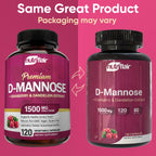 NutriFlair D-Mannose 120 Capsules, 1500mg - with Cranberry and Dandelion Extract - Natural Urinary Tract Health UTI Support - Best D Mannose Powder - Flush Impurities, Detox Body, for Women and Men