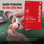 My Medic SuperSkin Bandages, 20-Pack Adhesive Bandages with Soothing Aloe, Latex-Free, 5X Stronger, 1" x 3" Flexible Fabric Bandages for First Aid and Skin Protection