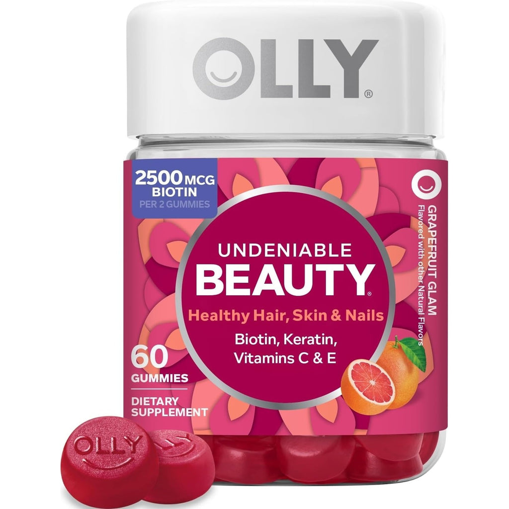 OLLY Hair Skin and Nails Gummies, Undeniable Beauty, Biotin - 60 Count