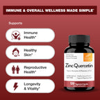 Zinc Quercetin Supplements 120 Vegetarian Capsules for Men & Women | Zink Supplement for Immune & Antioxidant Support cGMP Made in USA Pack of 1 By Sandhus
