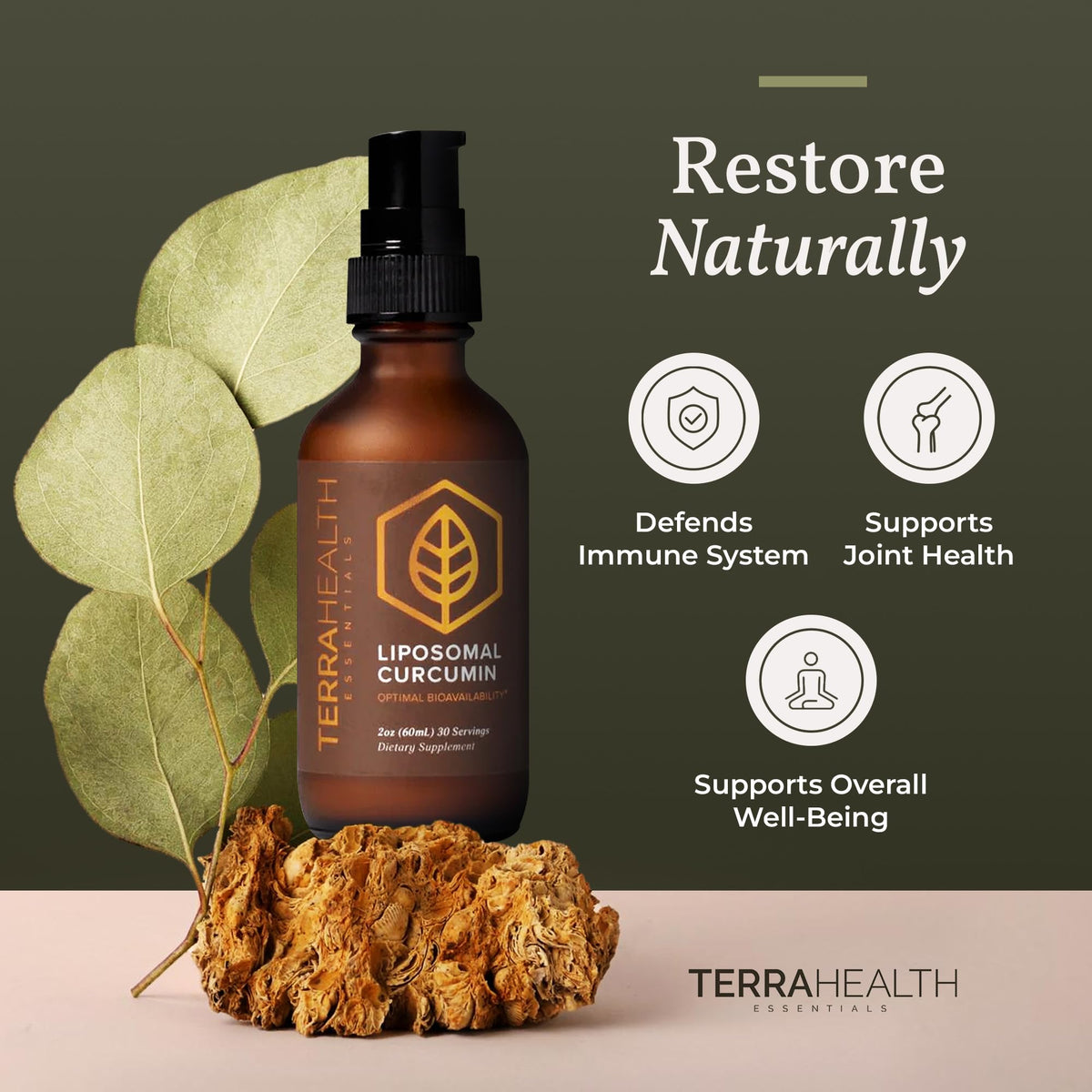 Terra Health Essentials Liposomal Curcumin Liquid Supplement, 2 fl oz