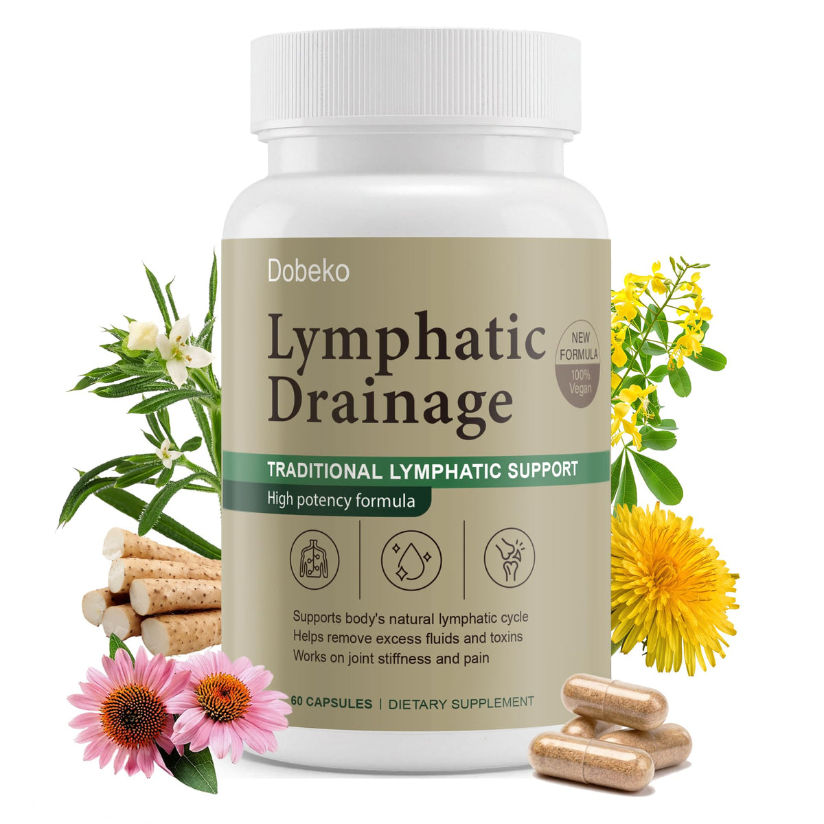 Lymphatic Drainage Supplements Capsules Support Fluid Balance