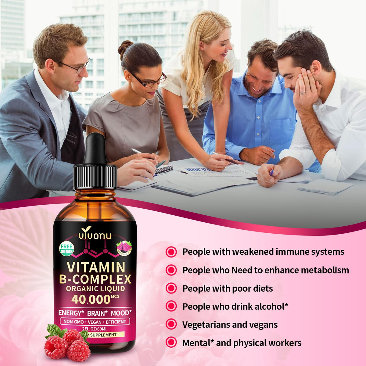 Vitamin B Complex, Vitamin B12 Liquid Drops, B1, B2, B6, B3, B5, Biotin