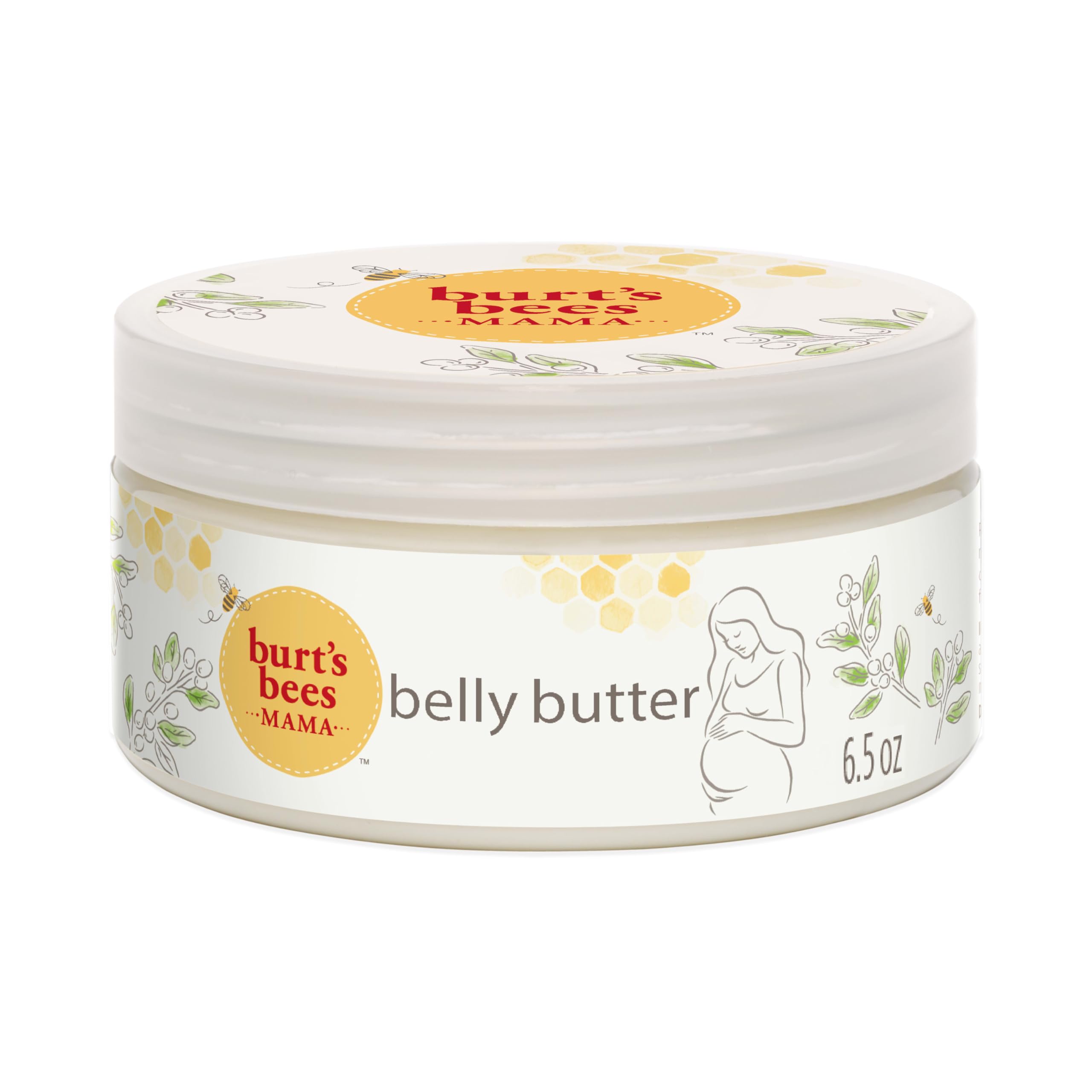 Burt's Bees Mama Belly Butter, 6.5 oz. | Stretch Mark Cream for Pregnancy Massages Body and Reduces Scar Appearance, Shea Butter & Vitamin E Rich Formula