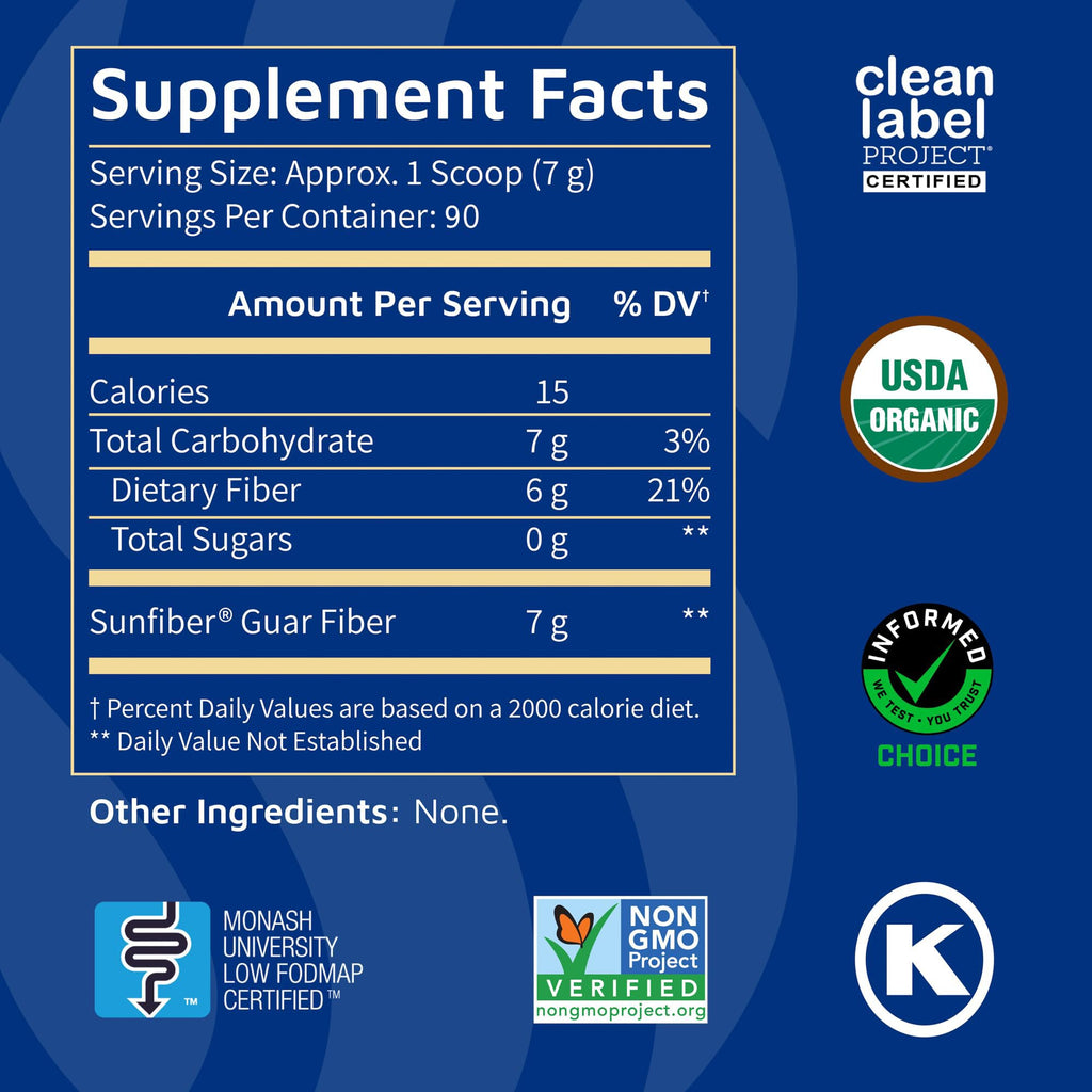 Tomorrow's Nutrition Sunfiber Prebiotic Fiber Supplement, 90 Servings | Supports gut health and digestive comfort, unflavored powder with low FODMAP formula and gluten free ingredients